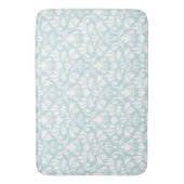 Blüh Damask Big Pattern White auf Enteneier Blue Badematte (Vorderseite Vertikal)