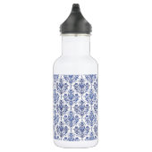 Blüh Damask Muster - blau Edelstahlflasche (Rechts)