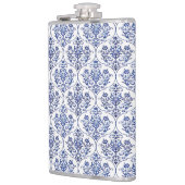 Blüh Damask Muster - blau Flachmann (Links)