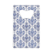Blüh Damask Muster - blau Geldbeutel Flaschenöffner (Vorderseite)