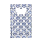 Blüh Damask Muster - blau Geldbeutel Flaschenöffner (Rückseite)