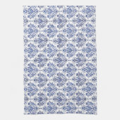 Blüh Damask Muster - blau Handtuch (Vertikal)