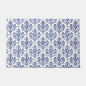 Blüh Damask Muster - blau + Ihre Idee Fußmatte (Vorderseite)