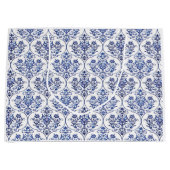 Blüh Damask Muster - blau + Ihre Idee Große Geschenktüte (Vorderseite)