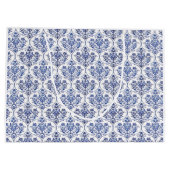 Blüh Damask Muster - blau + Ihre Idee Große Geschenktüte (Rückseite)