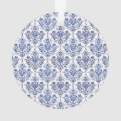 Blüh Damask Muster - blau Ornament (Rückseite)