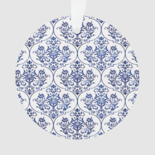 Blüh Damask Muster - blau Ornament