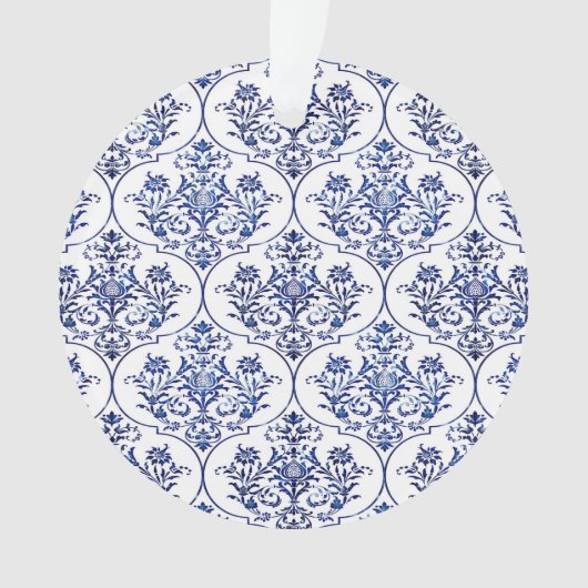 Blüh Damask Muster - blau Ornament (Vorderseite)