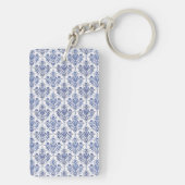 Blüh Damask Muster - blau Schlüsselanhänger (Rückseite)