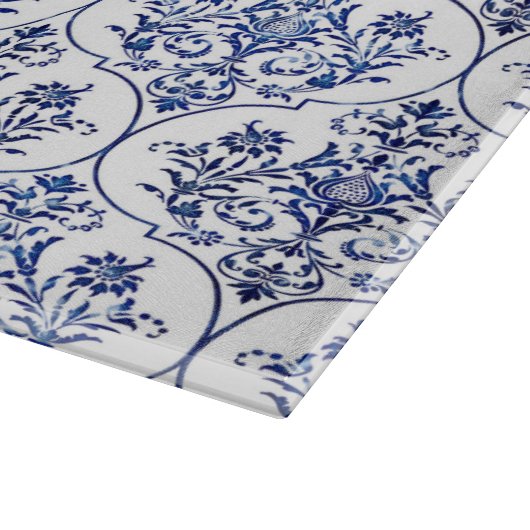 Blüh Damask Muster - blau Schneidebrett (Ecke)