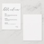 Blüh ・ Delicate Modern Script ・ Schwarz & Weiß Begleitkarte (Vorne/Hinten)