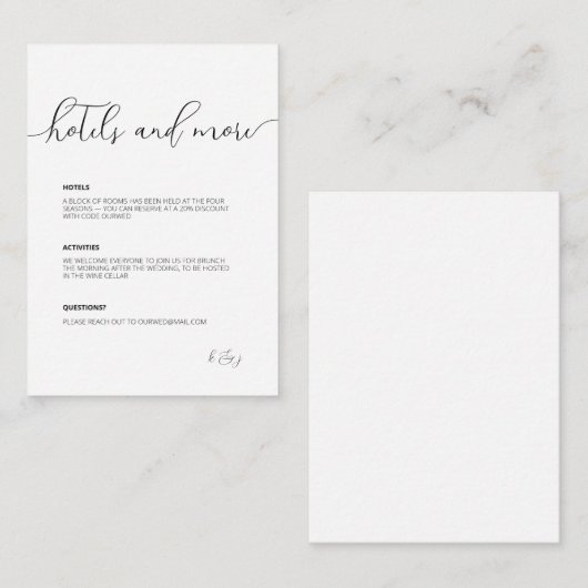 Blüh ・ Delicate Modern Script ・ Schwarz & Weiß Begleitkarte (Vorne/Hinten)