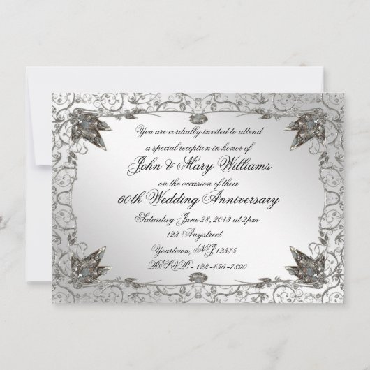 Blüh Diamond 60. Hochzeitstag Einladung (Rückseite)