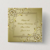 Blüh Gold 50. Hochzeitstag Button (Vorderseite)