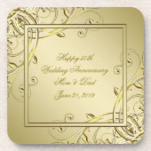 Blüh Gold 50. Hochzeitstag Getränkeuntersetzer (Vorderseite)