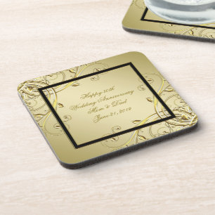 Blüh Gold 50. Hochzeitstag Getränkeuntersetzer