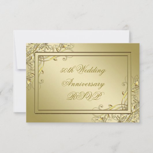 Blüh Gold 50. Hochzeitstag RSVP Karte (Vorderseite)