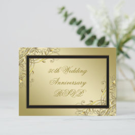 Blüh Gold 50. Hochzeitstag RSVP Karte