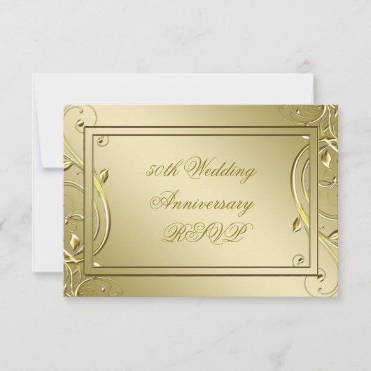 Blüh Gold 50. Hochzeitstag RSVP Karte (Vorderseite)