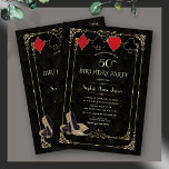 Blüh Gold Art Deco Casino Vegas Poker Geburtstag Einladung<br><div class="desc">Stilvolle Casino Royale und Great Gatsby themed Card Design. Es ist mit Vintagem, schwarzen Deko-Stil in Gold ausgestattet, ein Roaring-1920er Jahre altes Hollywood-Imitat-Goldrahmen geblüht, Spielkarten-Anzüge mit goldenen Kanten, auf goldenen Art Deco-Muster Hintergrund. Auf der Rückseite Imitate Gold Art Deco Muster und Name zwischen Spielkarten Anzug. Verwenden Sie das Tool Personalisieren,...</div>