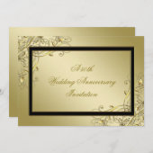 Blüh Gold Black 50. Hochzeitstag Einladung (Vorne/Hinten)