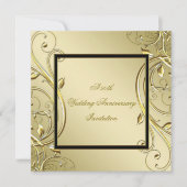 Blüh Gold Black 50. Hochzeitstag Einladung (Vorderseite)