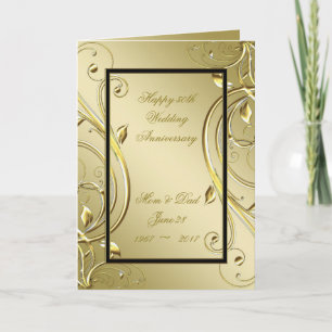Blüh Gold Black 50. Hochzeitstag Karte