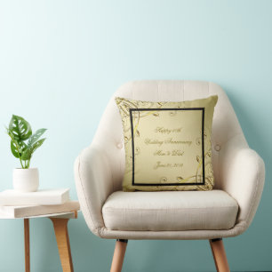 Blüh Gold Black 50. Hochzeitstag Kissen