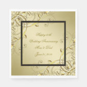 Blüh Gold Black 50. Hochzeitstag Serviette (Vorderseite)