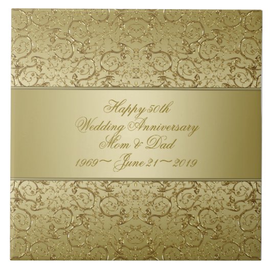 Blüh Golden 50. Hochzeitstag Fliese (Vorderseite)