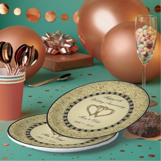 Blüh Golden Wedding Anniversary Paper Plate Pappteller (Multi)