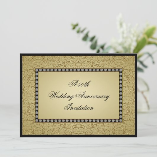 Blüh Golden Wedding Jubiläum Einladung (Stehend Vorderseite)