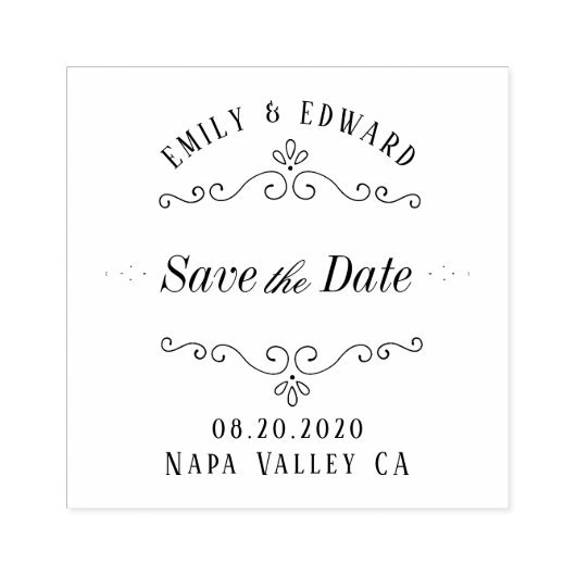 Blüh Hochzeit speichern Sie das Datum Gummistempel (Prägung)