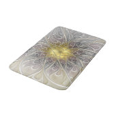 Blüh mit Gold Moderne Abstrakte Fraktal Blume Badematte (Schrägansicht)
