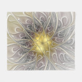 Blüh mit Gold Moderne Abstrakte Fraktal Blume Fleecedecke (Vorderseite (Horizontal))