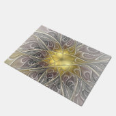 Blüh mit Gold Moderne Abstrakte Fraktal Blume Fußmatte (Schrägansicht)