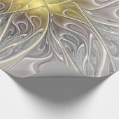 Blüh mit Gold Moderne Abstrakte Fraktal Blume Geschenkpapier (Ecke)