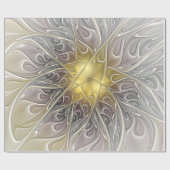 Blüh mit Gold Moderne Abstrakte Fraktal Blume Geschenkpapier (Flach)