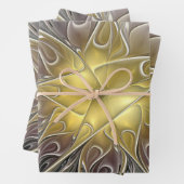 Blüh mit Gold Moderne Abstrakte Fraktal Blume Geschenkpapier Set (Beispiel)