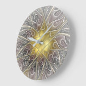 Blüh mit Gold Moderne Abstrakte Fraktal Blume Große Wanduhr (Winkel)