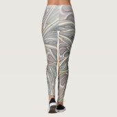 Blüh mit Gold Moderne Abstrakte Fraktal Blume Leggings (Rückseite)