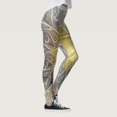 Blüh mit Gold Moderne Abstrakte Fraktal Blume Leggings (Rechts)