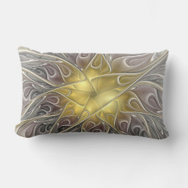 Blüh mit Gold Moderne Abstrakte Fraktal Blume Lendenkissen