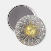 Blüh mit Gold Moderne Abstrakte Fraktal Blume Magnet (Vorderseite/Rückseite)