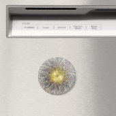 Blüh mit Gold Moderne Abstrakte Fraktal Blume Magnet (In Situ (Geschirrspüler))