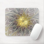 Blüh mit Gold Moderne Abstrakte Fraktal Blume Mousepad (Mit Mouse)