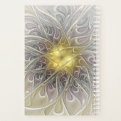 Blüh mit Gold Moderne Abstrakte Fraktal Blume Planer (Rückseite)