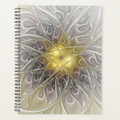 Blüh mit Gold Moderne Abstrakte Fraktal Blume Planer (Vorderseite)