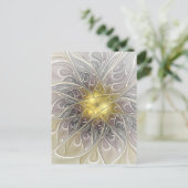 Blüh mit Gold Moderne Abstrakte Fraktal Blume Postkarte (Stehend Vorderseite)