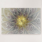 Blüh mit Gold Moderne Abstrakte Fraktal Blume Puzzle (Horizontal)